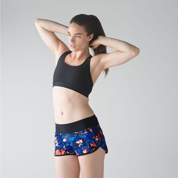 Lululemon Speed Short (H2O) Paint Storm Harbor Blue / Coral / Black Sz 4 - Picture 3 of 13